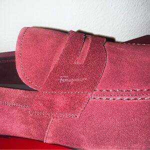 Salvatore Ferragamo Pink Suede Loafers
